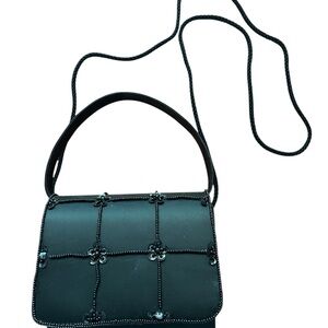 Chic Black Beaded Crossbody Bag